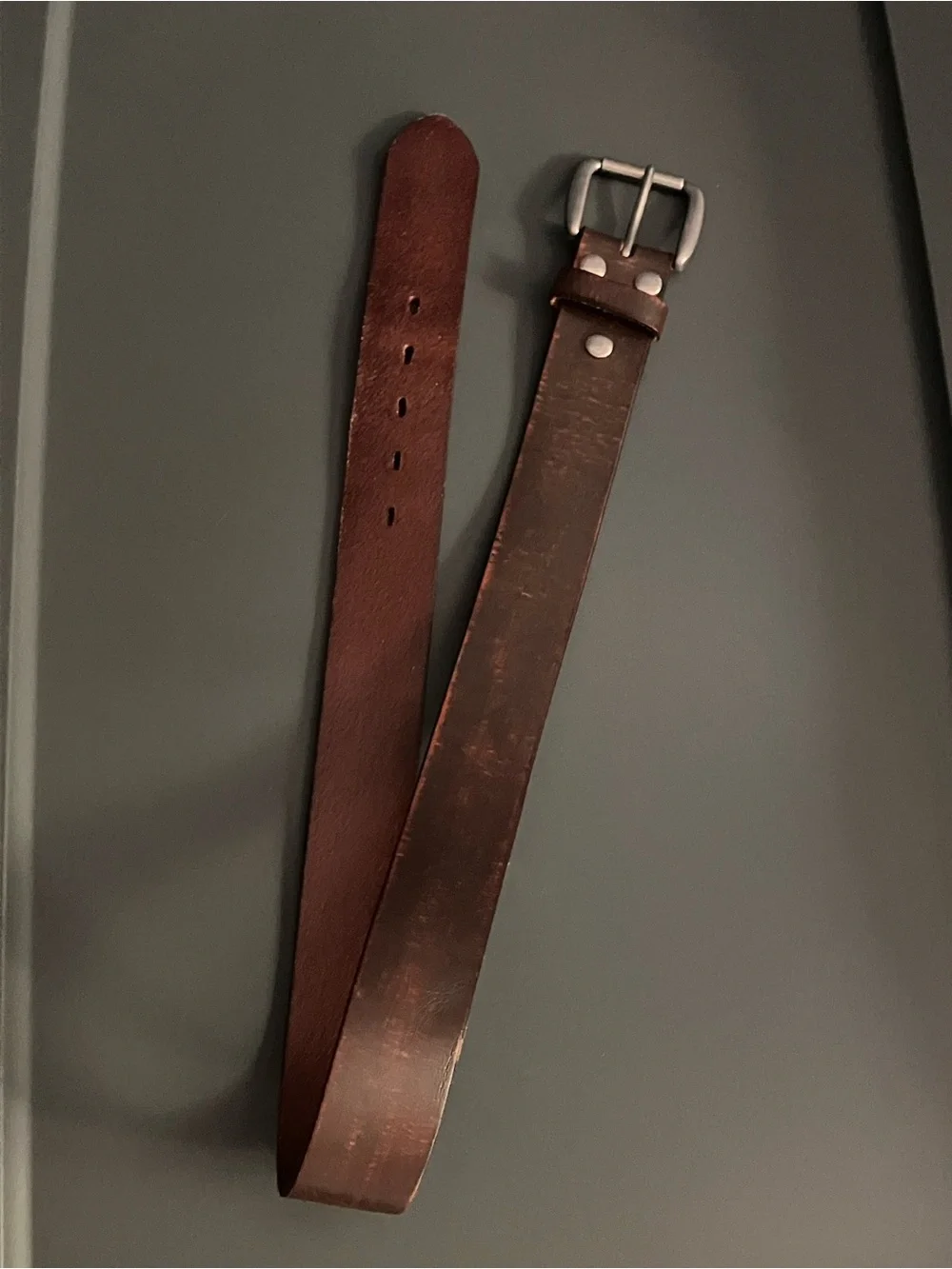Bed Stu Dark Brown Leather Belt with Silver Buckle